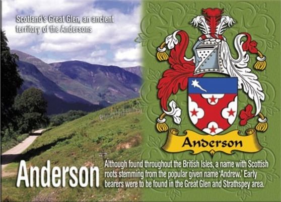 Image 1 of Anderson Coat of Arms English Family Name Fridge Magnets Set of 2