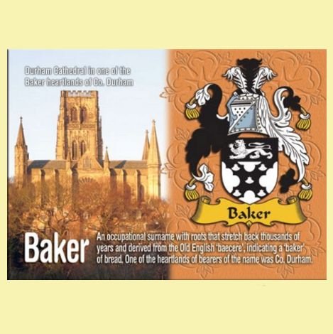Image 0 of Baker Coat of Arms English Family Name Fridge Magnets Set of 2