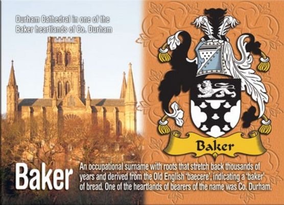 Image 1 of Baker Coat of Arms English Family Name Fridge Magnets Set of 2