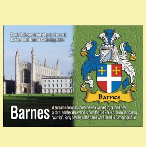 Image 0 of Barnes Coat of Arms English Family Name Fridge Magnets Set of 2