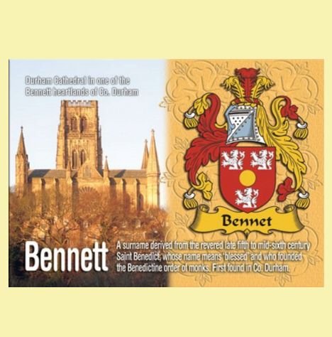 Image 0 of Bennett Coat of Arms English Family Name Fridge Magnets Set of 4