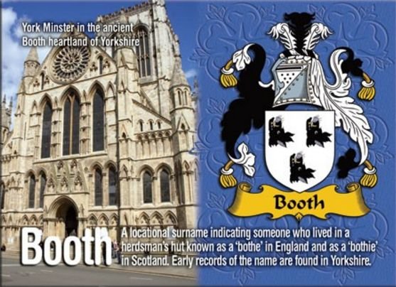 Image 1 of Booth Coat of Arms English Family Name Fridge Magnets Set of 2