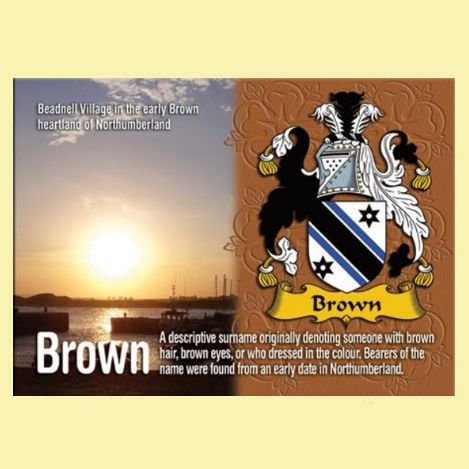 Image 0 of Brown Coat of Arms English Family Name Fridge Magnets Set of 2