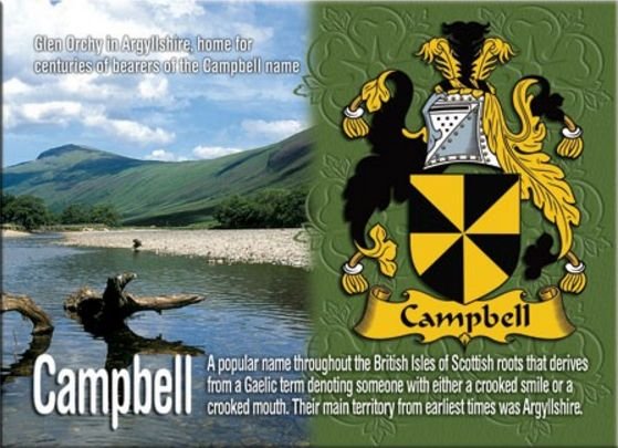 Image 1 of Campbell Coat of Arms English Family Name Fridge Magnets Set of 2