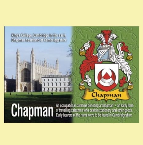 Image 0 of Chapman Coat of Arms English Family Name Fridge Magnets Set of 4