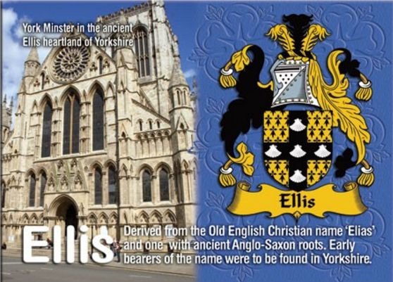 Image 1 of Ellis Coat of Arms English Family Name Fridge Magnets Set of 10