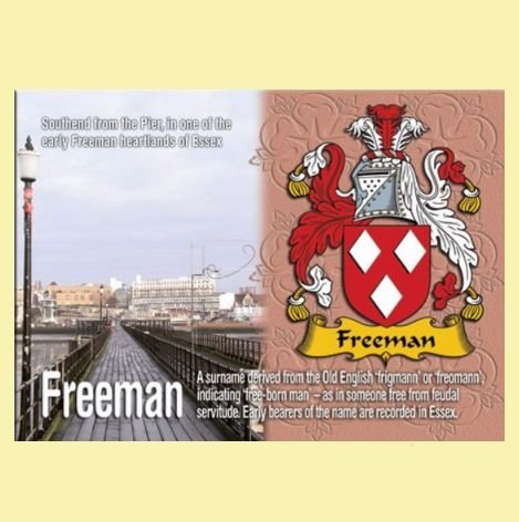 Image 0 of Freeman Coat of Arms English Family Name Fridge Magnets Set of 2
