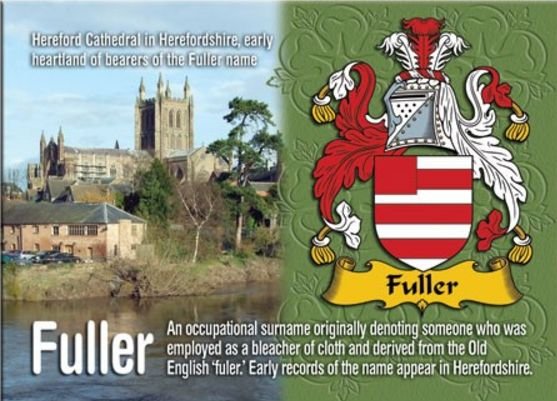 Image 1 of Fuller Coat of Arms English Family Name Fridge Magnets Set of 2