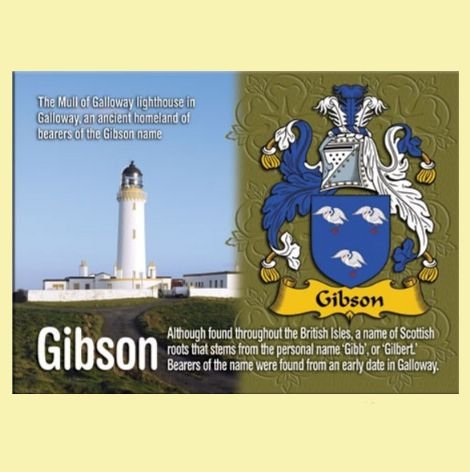 Image 0 of Gibson Coat of Arms English Family Name Fridge Magnets Set of 10