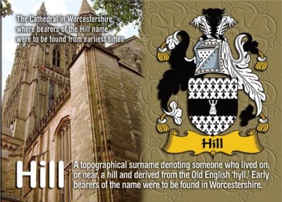 Image 1 of Hill Coat of Arms English Family Name Fridge Magnets Set of 2