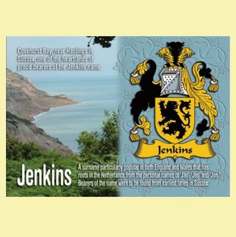 Image 0 of Jenkins Coat of Arms English Family Name Fridge Magnets Set of 2
