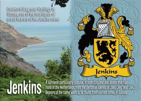Image 1 of Jenkins Coat of Arms English Family Name Fridge Magnets Set of 2