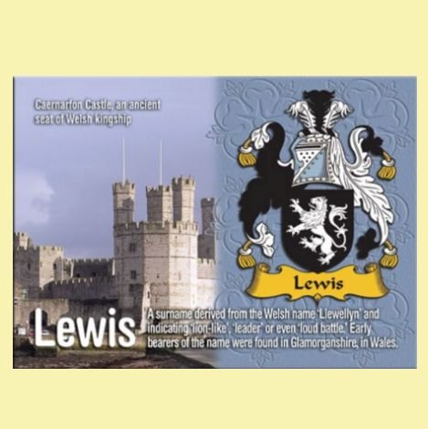 Image 0 of Lewis Coat of Arms English Family Name Fridge Magnets Set of 2