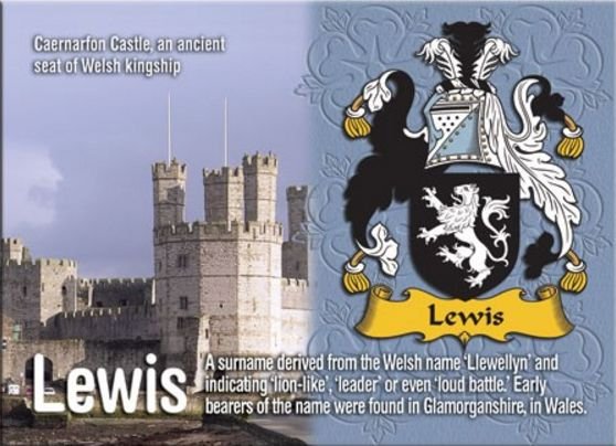 Image 1 of Lewis Coat of Arms English Family Name Fridge Magnets Set of 2