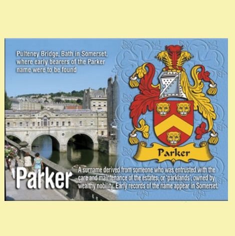 Image 0 of Parker Coat of Arms English Family Name Fridge Magnets Set of 4