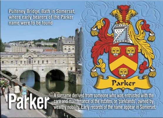 Image 1 of Parker Coat of Arms English Family Name Fridge Magnets Set of 4