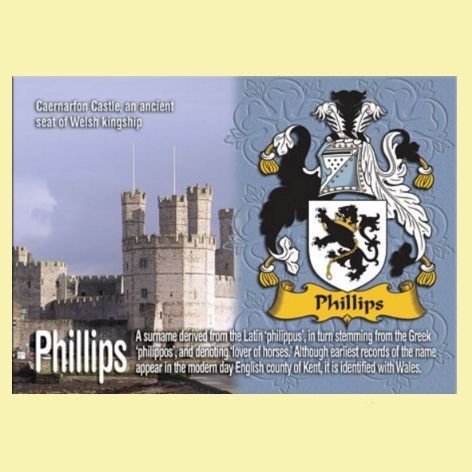 Image 0 of Phillips Coat of Arms English Family Name Fridge Magnets Set of 4