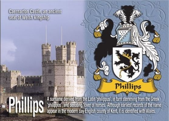 Image 1 of Phillips Coat of Arms English Family Name Fridge Magnets Set of 4