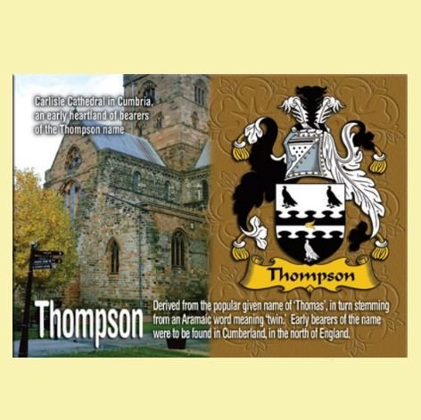 Image 0 of Thompson Coat of Arms English Family Name Fridge Magnets Set of 4