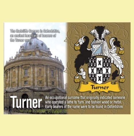 Image 0 of Turner Coat of Arms English Family Name Fridge Magnets Set of 2