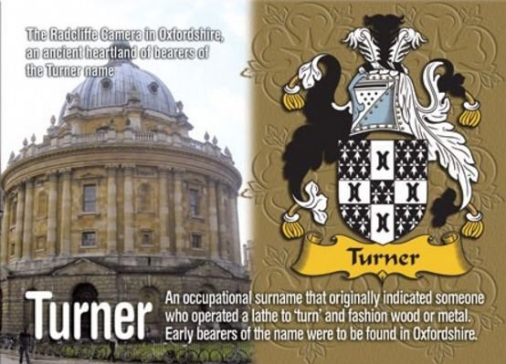 Image 1 of Turner Coat of Arms English Family Name Fridge Magnets Set of 2