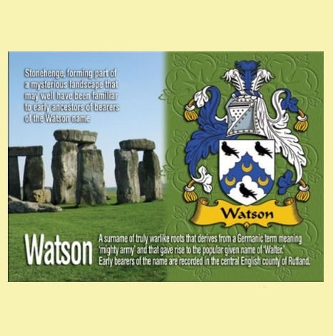 Image 0 of Watson Coat of Arms English Family Name Fridge Magnets Set of 4