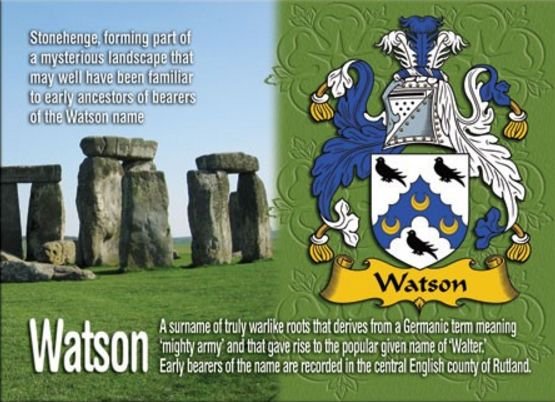 Image 1 of Watson Coat of Arms English Family Name Fridge Magnets Set of 4