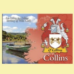 Collins Coat of Arms Irish Family Name Fridge Magnets Set of 2