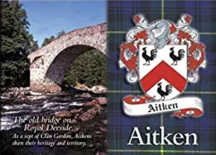 Image 1 of Aitken Coat of Arms Scottish Family Name Fridge Magnets Set of 2