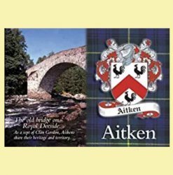 Aitken Coat of Arms Scottish Family Name Fridge Magnets Set of 2