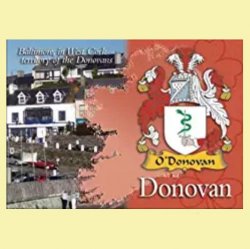 Donovan Coat of Arms Irish Family Name Fridge Magnets Set of 2