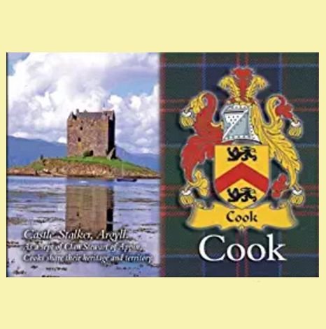 Image 0 of Cook Coat of Arms Scottish Family Name Fridge Magnets Set of 4