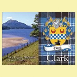 Clark Coat of Arms Scottish Family Name Fridge Magnets Set of 2