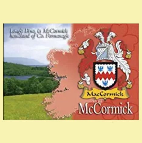 Image 0 of McCormick Coat of Arms Irish Family Name Fridge Magnets Set of 4