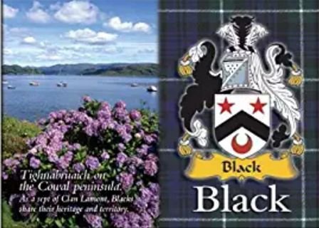 Image 1 of Black Coat of Arms Scottish Family Name Fridge Magnets Set of 2