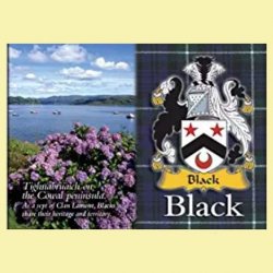 Black Coat of Arms Scottish Family Name Fridge Magnets Set of 2