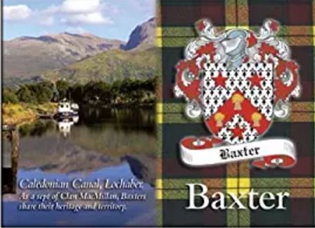 Image 1 of Baxter Coat of Arms Scottish Family Name Fridge Magnets Set of 2