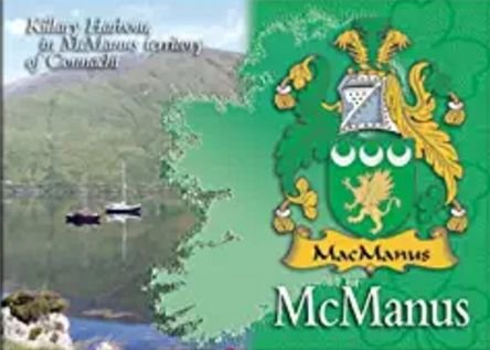 Image 1 of McManus Coat of Arms Irish Family Name Fridge Magnets Set of 4