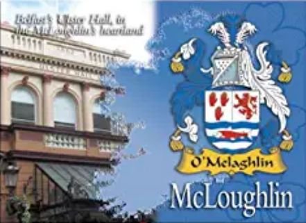 Image 1 of McLoughlin Coat of Arms Irish Family Name Fridge Magnets Set of 4