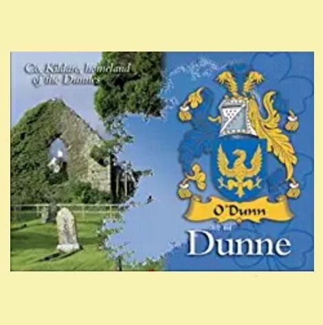 Image 0 of Dunne Coat of Arms Irish Family Name Fridge Magnets Set of 2