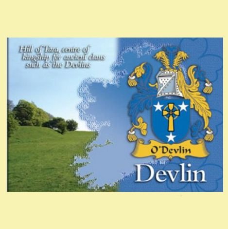 Image 0 of Devlin Coat of Arms Irish Family Name Fridge Magnets Set of 2