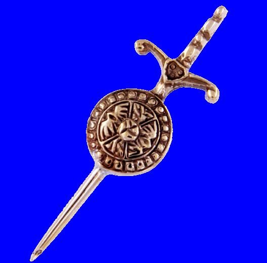 Image 0 of Sword and Shield Detailed Polished Bronze Brooch