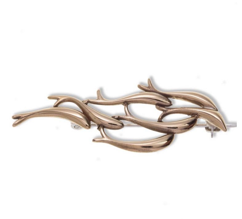 Image 1 of Swimming Shoal Of Fish Polished Bronze Brooch
