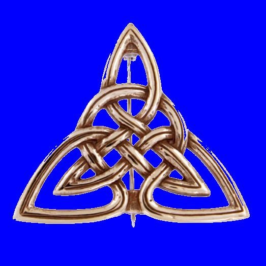 Image 0 of Triangular Celtic Knotwork Polished Bronze Brooch