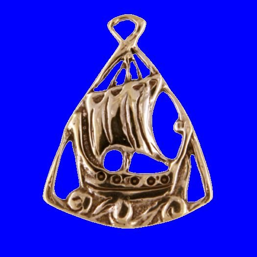 Image 0 of Viking Ship Norse Themed Polished Bronze Brooch