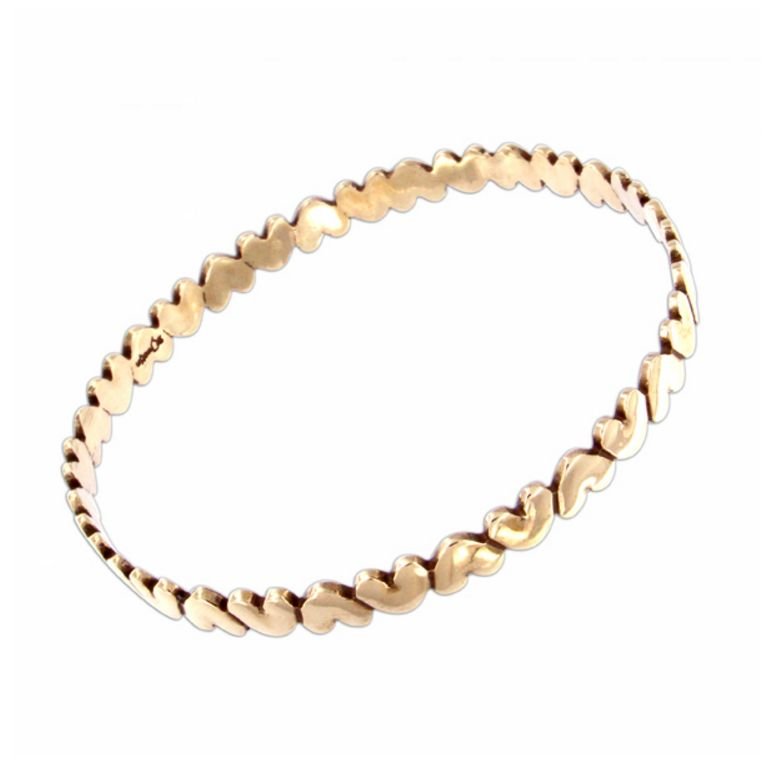 Image 1 of Puffed Heart Links Narrow Medium Unisex Bronze Bangle