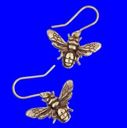 Buzzing Bumble Bee Insect Themed Sheppard Hook Bronze Earrings