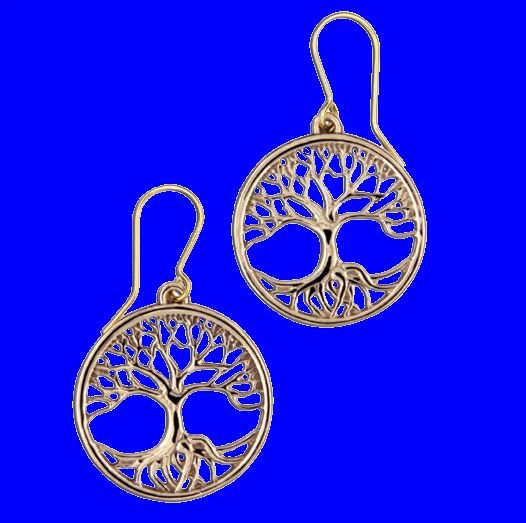 Image 0 of Tree Of Life Circular Polished Sheppard Hook Bronze Earrings