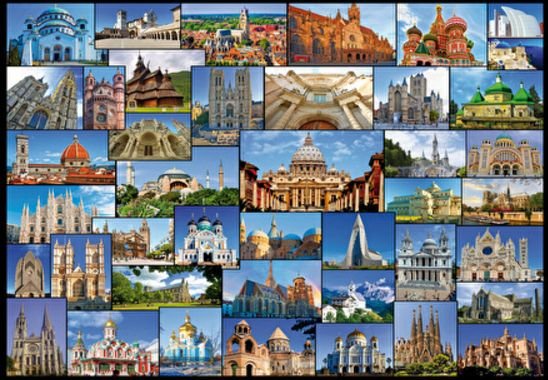 Image 1 of Great Churches Of The World Themed Maestro Wooden Jigsaw Puzzle 300 Pieces