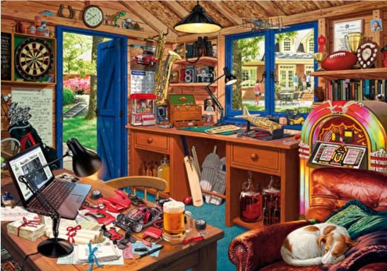 Image 1 of Man Cave Nostalgia Themed Maestro Wooden Jigsaw Puzzle 300 Pieces
